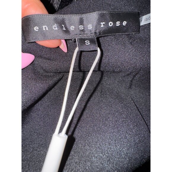 Black Feathered Camisole Top Small Sexy Classic Whimsy Goth Fancy Y2K Punk Luxe - Picture 8 of 9